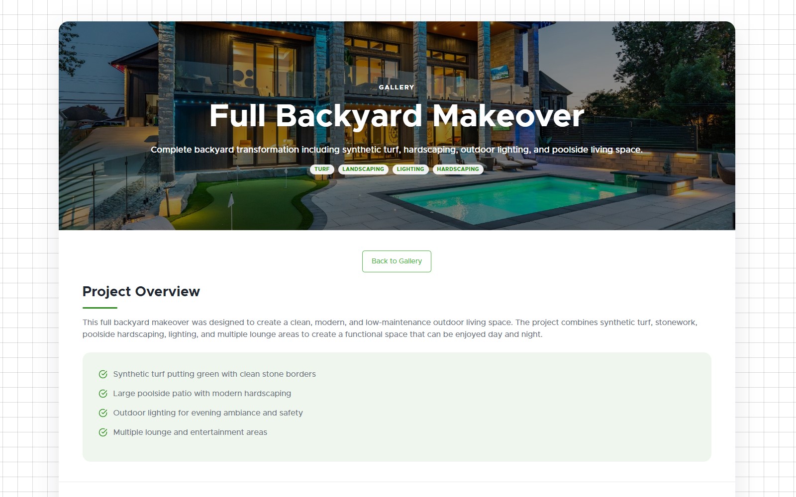 Go Green Group project detail page screenshot