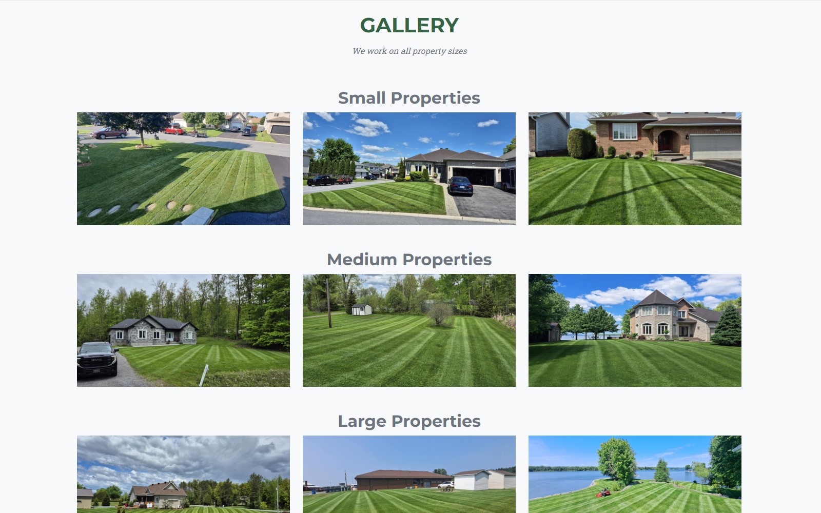 Green Care Lawn Mowing gallery section screenshot